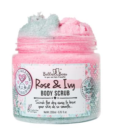 Bella and Bear Rose & Ivy Body Scrub  Oil Free  Cruelty-Free  Vegan Body Exfoliator and Polish for Women  6.7oz 7 Ounce (Pack of 1)