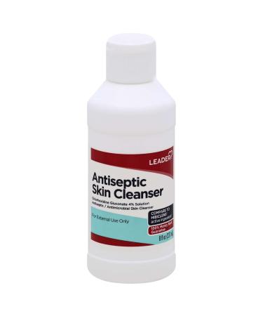 Leader Antimicrobial/Antiseptic Skin Cleanser Antiseptic Antimicrobial Wash Chlorhexidine Gluconate 4% Solution Soap & Wound Care for Home and Hospital 8 Ounce 1