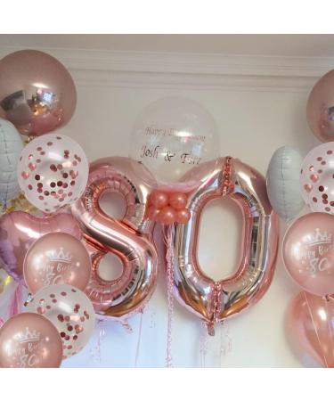 Rose Gold 80th Birthday Balloons Set for Women - Unique Decorations with Printed Latex Happy Birthday Balloons and Confetti Balloons - Buy Online on GoSupps.com