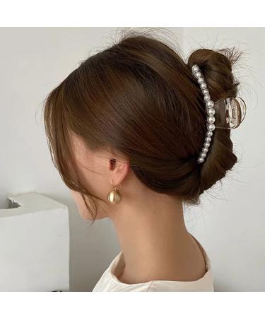 Pearl Hair Claw Clips Set - Elegant Big Rhinestone Hair Accessories for Women (3 Pack) - Buy Online on GoSupps.com