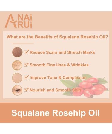 ANAiRUi Rosehip Oil For Face - Cold Pressed Vegan with Vitamin E & Squalane - Hydrating Nourishing Anti aging Face Oil for Skin Body Hair Nail 30ml Rosehip Vitamin E Oil - Buy Online on GoSupps.com