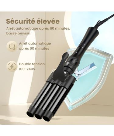 Hair Curler with 3 Heads Adjustable Temperature Wave Irons with Quick Heating PTC Ceramic Curling Iron 10-32mm 5 in 1 Curl - Buy Online on GoSupps.com