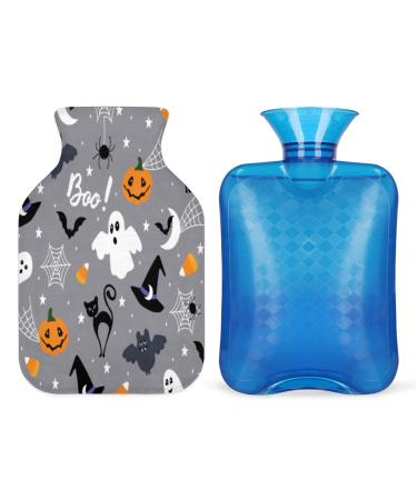 Heat bottle with Halloween-K rbis bat pattern with a soft cover 1 l of warmth for hot and cold compress hand foot and bed warmers menstrual cramps neck and shoulder pain relief