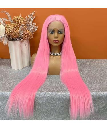 Vebonny 24 Inch Light Pink Synthetic Lace Front Wig for Women | Stylish Hair for Fashion & Cosplay - Vebonny 845 Pink Passion - Buy Online on GoSupps.com