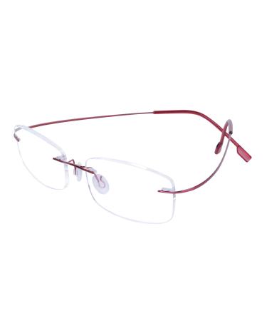 JoXiGo Rimless Reading Glasses for Women Men Ultralight (13g) Flexible Frame with Glasses Case + 2.5 (60-64 years) Red