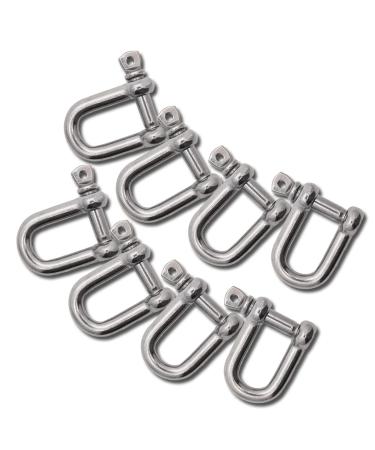 SMTUNG 304 Stainless Steel D Shape Load Shackle for Camping, Hiking and Other Outdoor Sports 4mm 6mm 8mm 10mm 14mm 1/4"(6mm)-8pcs