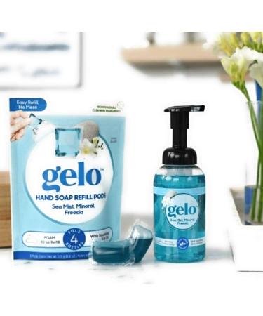 Gelo Refill Plant Based Essential Oil Hand Liquid Soap (10 oz.) Choose From: Bottle, Refill Pods or Both (Sea Mist, Mineral & Freesia, Bottle + Pods) Freesia,Sea Mist 10 Fl Oz (Pack of 1)