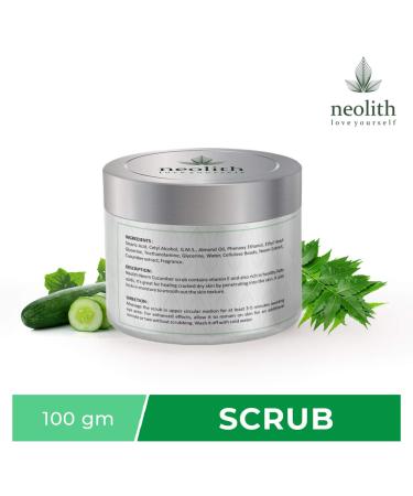 Neolith Neem Cucumber Exfoliating Scrub | Winter Acne Face Scrub for Blackheads & Whiteheads | Paraben & Sulphate Free | ECOCERT Certified | Ideal for Dry Skin | 100 gm for Men & Women - Buy Online on GoSupps.com