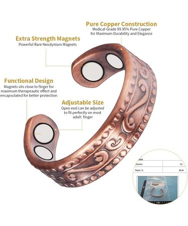 Yinox 2.3-Inch Pure Copper Magnet Ring for Men & Women - 4 Strong Magnets for Arthritis & Migraines Relief - Adjustable CI Design - Buy Online on GoSupps.com