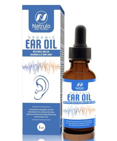 Organic Ear Oil for Ear Infections - Natural Eardrops for Infection Prevention, Swimmer's Ear & Wax Removal - Kids, Adults, Baby, & Dog Earache Remedy - Mullein, Garlic, Calendula Made in USA