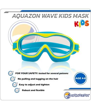 Aquazon Wave Kids Swimming Goggles - Soft Silicone for Perfect Fit - Easy Adjustable Diving Goggles with Storage Box - Ages 3-7 - Green/Blue - Buy Online on GoSupps.com