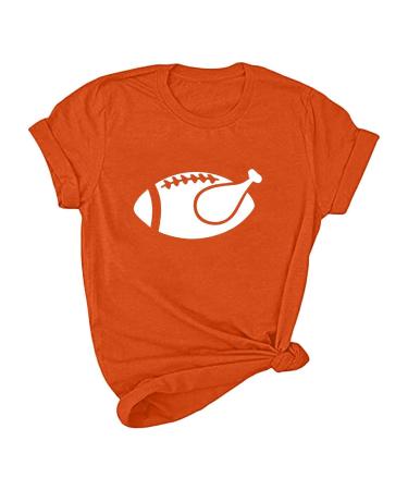 Yihaojia Crewneck Shirts for Women Summer Fall Short Sleeve Work Scrub Vacation Thanksgiving Top T Shirt Blouse Women 2023 Orange#17 X-Large
