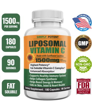 High Strength Liposomal Vitamin C 1500mg Capsules - Powerful Antioxidant for Immune Support, Collagen Production & Heart Health - Buy Online on GoSupps.com