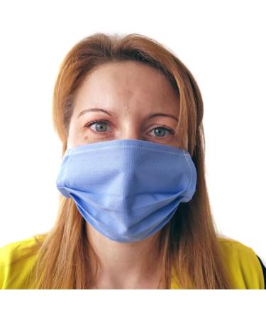 4business Fabric Masks - 10 Pack | High-Quality Washable & Reusable Light Blue Cotton Masks | Unisize Community Protection - Buy Online on GoSupps.com