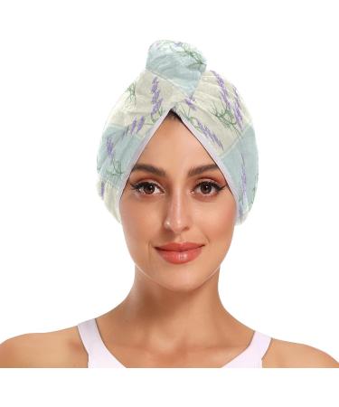 Buy Lavender Flowers Dry Hair Cap | 2 Piece Quick Drying Towel Set with Button Headband - Super Absorbent & Soft Comfort - Buy Online on GoSupps.com