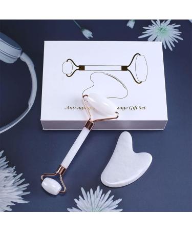 White Roller Gua Sha Face Roller - Skin Care Tool for Eye Massage & Self-Care Gifts | Beauty Set - Buy Online on GoSupps.com