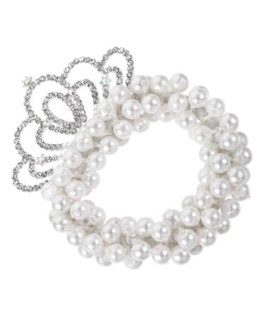 minkissy Hair Accessories Girls Hair Ties Pearl Crown Hair Ties Elastic Ponytail Holder Little Girl Hair Ties Elastic Hair Tie for Girl Pearl Hair Ties South Korea Child Alloy Pearl Beads