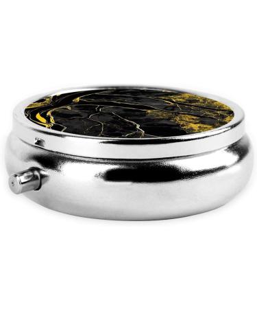 Gold & Black Mini Round Pill Box | 3 Compartment Travel Organizer | Portable Medicine Case for Home & Office - Buy Online on GoSupps.com