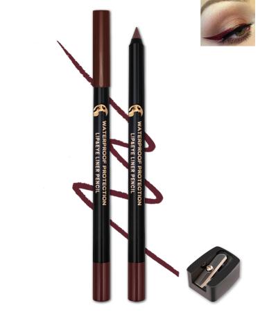 Burgundy Gel Eyeliner Pencil Sharpenable Multi-Use Colored Waterline Eyeliner Waterproof Smudge-Proof Long Wear Smooth Cream Matte Eye Liner Pen with Sharpener High Pigment Eye Makeup for Stage-06 06 Burgundy