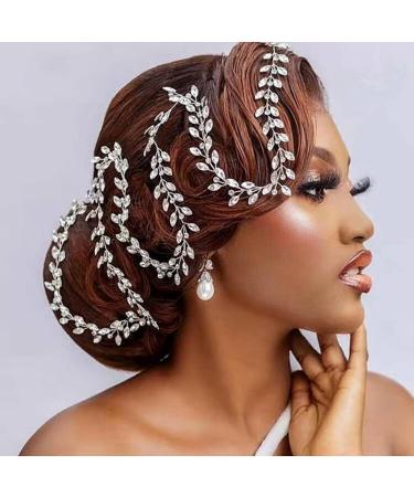 CAZSTYK Hair Chains for Women-Rhinestone Hair Extensions Hair Clip in Hair Braiding Clip Long Flexible Hairpieces Silver - Buy Online on GoSupps.com