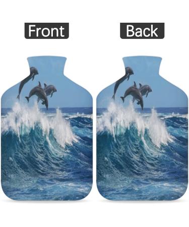 Delphine Hot Water Bottle with Fluffy Cover | 2L Ocean Dolphin Design for Cozy Nights & Pain Relief | Perfect for Kids & Adults - Buy Online on GoSupps.com