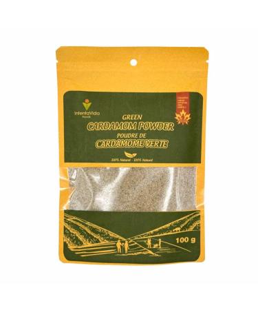IntentaVida Green Cardamom Powder 100g | 100% Natural | Vegan | Gluten Free |No Preservatives added | No Fillers | Real Flavours