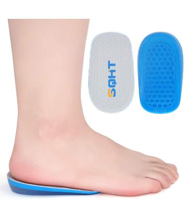 SQHT Height Increase Insoles - Heel Lift Inserts for Leg Length Discrepancies and Achilles Tendonitis Heel Cups for Men and Women (Large (0.6" Height)) Blue&beige Large-0.6 Inch (Pack of 2)