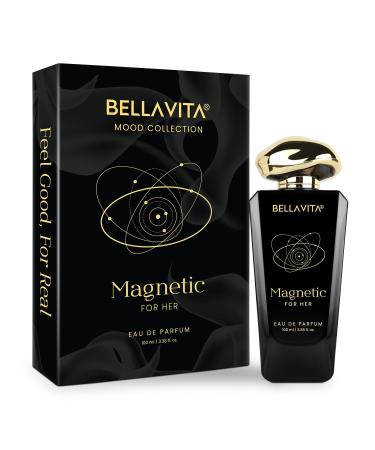 Bloom Beauty BELLAVITA Mood Collection Magnetic Eau De Parfum for Her with Cherry Jasmine Rose and Caramel |Premium Long Lasting Fragrance Perfume for Women 100 ML