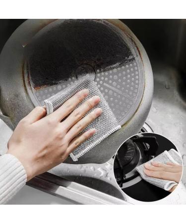 10PCs Shiny Wire Anti-Scratch Cleaning Cloths - Protect Sensitive Surfaces | Double-Layer Steel Wire Towels for Kitchen Use - Buy Online on GoSupps.com