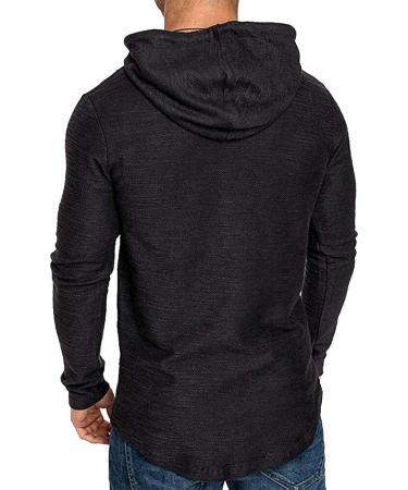 Lexiart Men's Black Athletic Hoodie Sweatshirt - Sporty Fleece Pullover - Buy Online on GoSupps.com