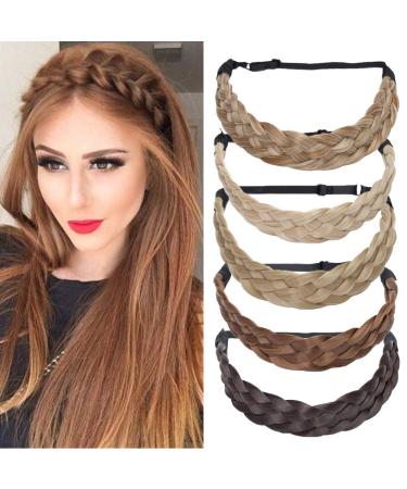 Tess hair band braided hair tie with hair ladies hair parts dutt braids extensions adjustable headband large hair accessories braid hair for women 3.8cm wide 50g dark brown