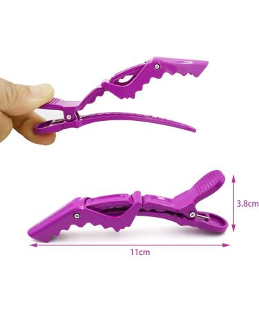 10x Crocodile Hair Clips - Professional Styling Barrette with Nonslip Grip and Wide Teeth for Thick Hair - Purple - Buy Online on GoSupps.com