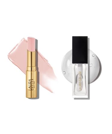 LAURA GELLER Clear Lip Oil Glass Half Full & Tinted Hydrating Lip Balm Sheerly Amazing Duo | Nourishing Lip Kit for Dry Lips Moisturizing Color and Shine