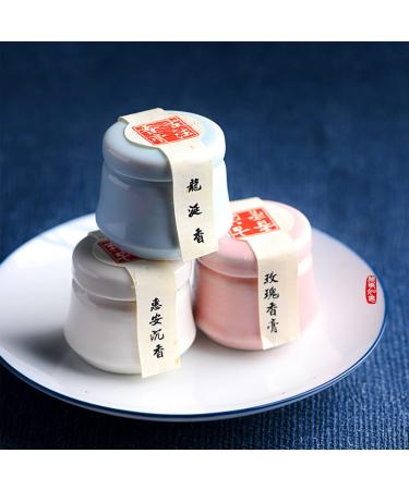 3PCS Solid Balm Sets Solid Perfume Portable Pocket Ceramic Jar Balm Perfume Perfect for Travel Use Natural Rose Ambergris Ebony Fragrance Perfume for Men and Women