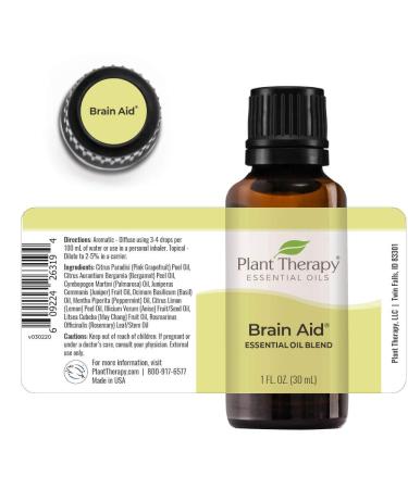 Plant Therapy Brain Aid Essential Oil Blend | 100% Pure Natural Aromatherapy for Focus & Attention | Therapeutic Grade 30 mL - Buy Online on GoSupps.com