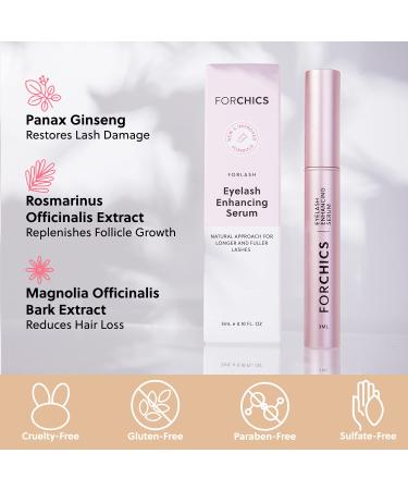 ForChics ForLash Eyelash Growth Serum | Organic Lash Booster for Fuller & Thicker Eyelashes | Vegan & Cruelty-Free | 0.10 fl. oz - Buy Online on GoSupps.com