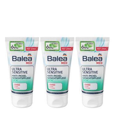 Whale Balea Med Ultra Sensitive Facial care for sensitive skin with cica without perfume parabens dyes pack of 3 3 x 50 ml 150 ml