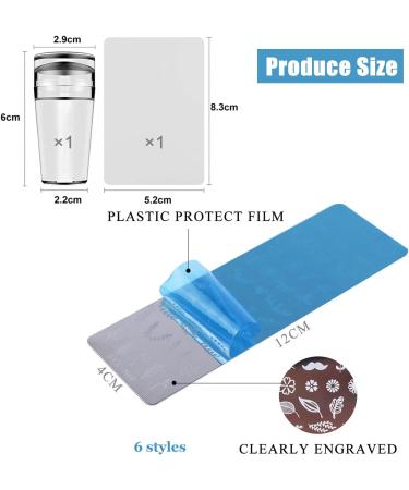 Nail Art Plates Set - 6 Stamping Plates + Transparent Stamp & Scraper | Perfect Nail Art Tools for Women & Girls - Buy Online on GoSupps.com