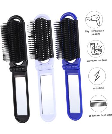 SOLUSTRE 3 Pieces Foldable Comb with Mirror Antistatic Comb High Temperature Resistance for Travel Outdoor Activities White Black Blue Beard Care - Buy Online on GoSupps.com