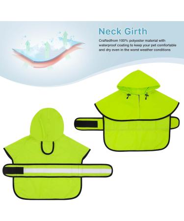 Weesiber Reflective Waterproof Dog Rain Coat | Adjustable Light Pet Jacket with Hood for Small to Large Dogs - S Green - Buy Online on GoSupps.com