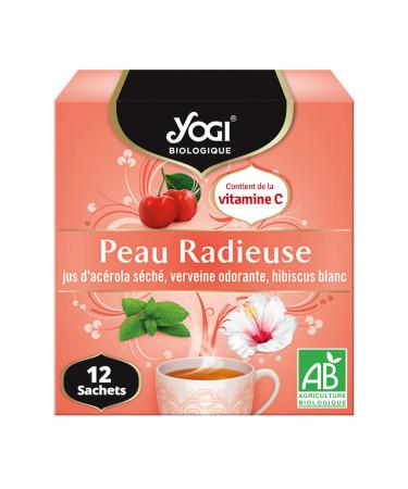 Yogi Organic Yogi Radiant Skin Infusion 100% Organic Dried Acerola Juice Lemon Verbena and White Hibiscus 12 heat-sealed staple-free tea bags 24g 312211