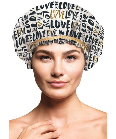 Betty Dain Hipster Collection Shower Cap  Waterproof  Frosted PEVA Material  Oversized Design Perfect for Every Hair Length  Elasticized Hem  True Love True Love 1 Pack