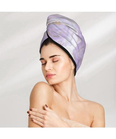 Hair Towel Wrap - Quick-Dry Hair Turban with Button | Lavender Glitter Stripes | Perfect for Home & Travel - Buy Online on GoSupps.com