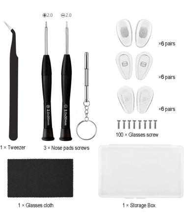 18 Pairs Eyeglass Nose Pads Repair Kit with Tools - Screws, Tweezer, Cleaning Cloth - Glasses and Sunglass Nose Pad Replacement - Buy Online on GoSupps.com