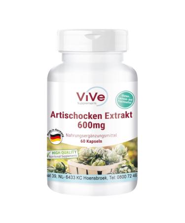 Artichoke extract 600 mg - 60 capsules - standardized extracts with 2.5% cynarin - high dose and vegan |Quality from Germany from Vive Supplements - Buy Online on GoSupps.com