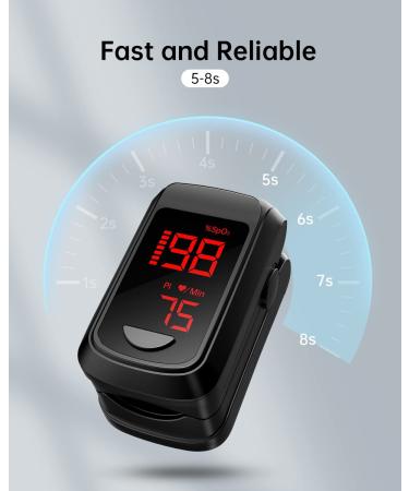 Fingertip Pulse Oximeter - Mini Oxygen Saturation Monitor with Graph Display & Alarm - iOS/Android Compatible (Black) - Buy Online on GoSupps.com