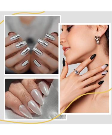 PrettyDiva Chrome Nail Powder Set - Mirror Glitter Effect Pigment Powder in Gold, Silver, Black & White - Metallic Collection - Buy Online on GoSupps.com