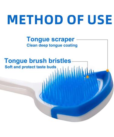 Buy Hzaopze Tongue Brush & Scraper - Effective Tongue Cleaner for Bad Breath | Set of 3 Food-Grade Colorful Brushes - Buy Online on GoSupps.com
