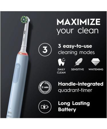 Oral-B Pro 3 Electric Toothbrush - Christmas Gift for Him or Her | 3 Modes, Teeth Whitening, 2 Pin UK Plug | Blue Cross Action - Buy Online on GoSupps.com