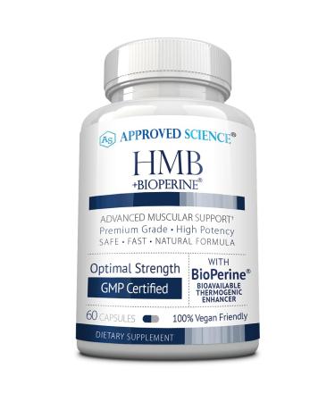 Approved Science HMB - 1500mg High Potency HMB Supplement with Calcium & BioPerine for Absorption - Muscle Health & Exercise Performance - 60 Vegan Capsules - 1 Month Supply 60 Count (Pack of 1)